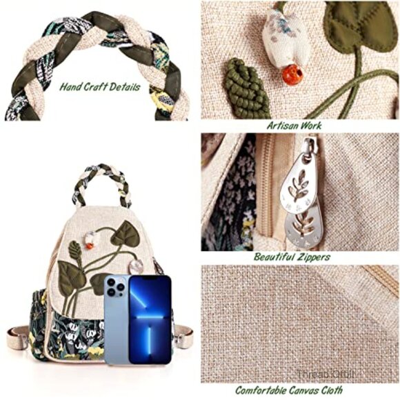 Convertible Sling Backpack, Canvas Daypack, Adjustable Straps, Water Resistant main image 5